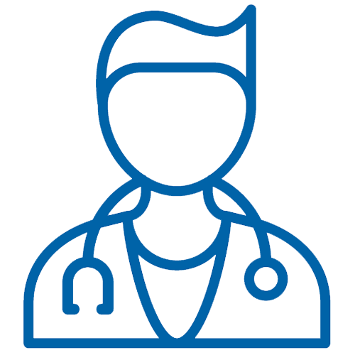icon of a person with a stethoscope around their neck.