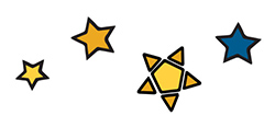 4 illustrated stars
