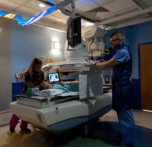 Fluoroscopy procedure being performed at Children's Mercy.