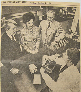 A newspaper clipping from the Oct. 2, 1972 Kansas City Star showing a scene from the hospital's 75th anniversary open house. (More details in the accompanying story.)