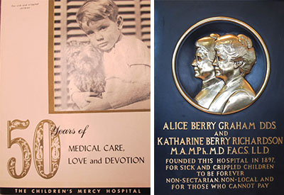A booklet from the 50th anniversary and the often-pictured bronze plaque of the founding sisters, which was unveiled at the 50th anniversary celebration.