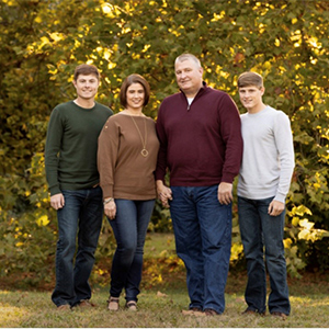 Angie Richardson with her  husband, Greg, and their sons, Brent and Brandon.