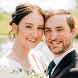 Hannah with her husband on their wedding day.