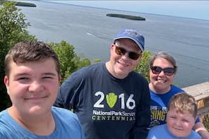 Jim with family at lake 