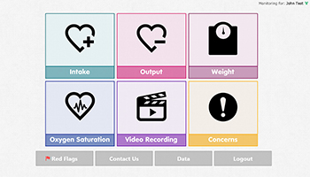 Home screen of the CHAMP (Cardiac High Acuity Monitoring Program) app.