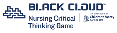 logo that states: Black cloud Nursing Critical Thinking Game. An innovation of Children's Mercy Kansas City