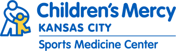 Children's Mercy Kansas City Sports Medicine Center logo. Includes adult with dancing child icon.