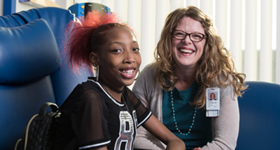 Dr. Jennifer Linebarger with patient